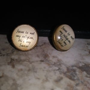 Earrings studs with Jesus quote